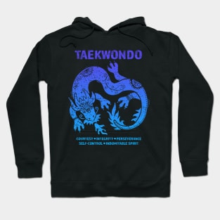 Taekwondo Five Tenets Blue Dragon Artwork Martial Arts Hoodie